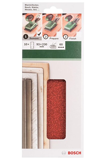 Bosch Bosch - Titreşimli Zımpara Kağıdı 10'lu, 93 x 230 mm 60 Kum