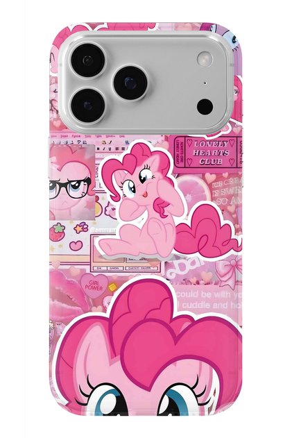 iPhone 17 Pro Max Compatible Pink Pony Pattern Transparent Phone Case