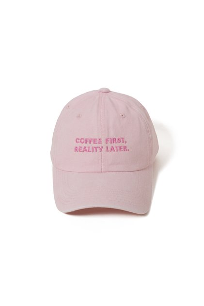 Açık Pembe Şapka Pembe Nakışlı %100 Pamuk Unisex Vintage Eskitme Açık Pembe Şapka Önce Kahve Sonra gerçekler