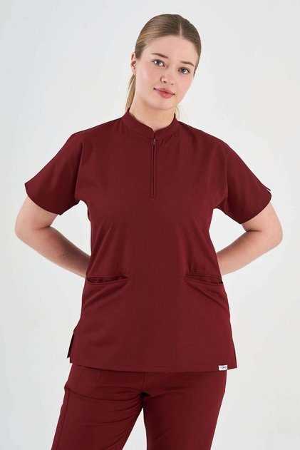 Lycra Burgundy High Neck Top