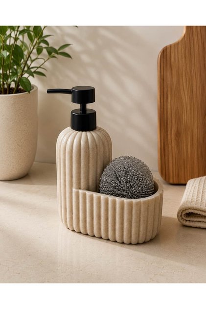 Luna Striped Kitchen Liquid Soap Dispenser Set | Spongey
