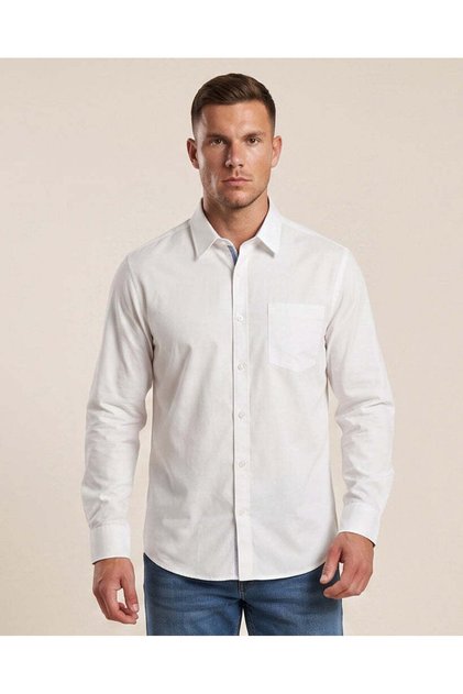 Men White Plain Formal Shirt