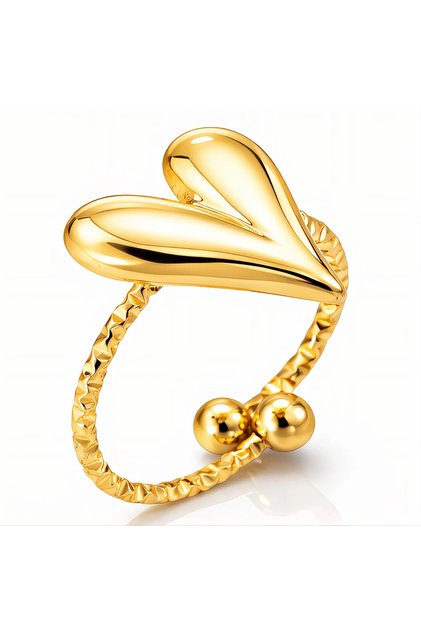 Inel Sculpted Heart auriu, din oțel inoxidabil, placat cu aur 18K
