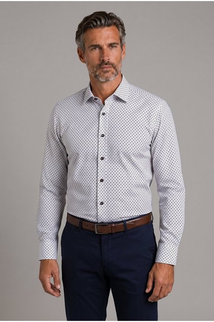 Ecru Regular Fit Cotton Pocketless Long Collar Shirt