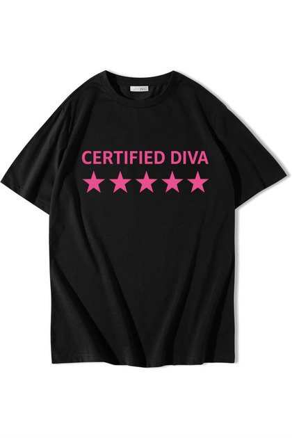 BRZ COLLECTION Unisex Oversize Certified Diva T-shirt Siyah