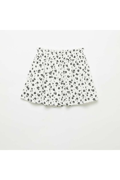 Skater mini skirt with integrated shorts WHITE