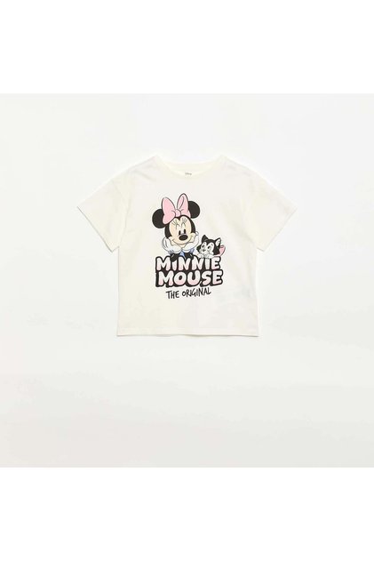Disney 'Minnie' Solid Cotton T-Shirt WHITE