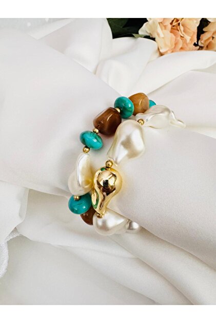 2-Piece Elastic Bone Combination Pearl Bracelet