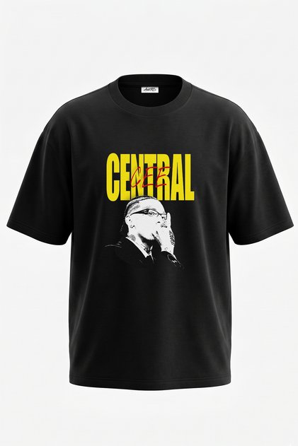 Central Cee Design Printed Oversize Black T-Shirt