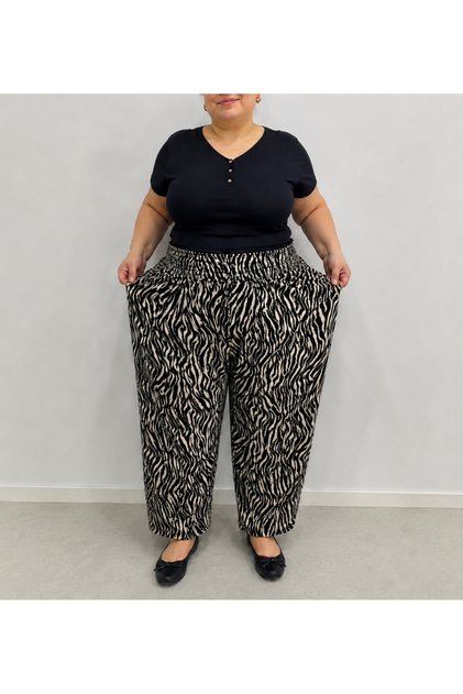 Large Size Combed Cotton Women's Shalwar with Zebra Pattern