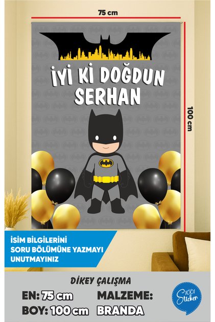 BATMAN TEMALI DOĞUM GÜNÜ BRANDA AFİŞİ 75CMX100CM