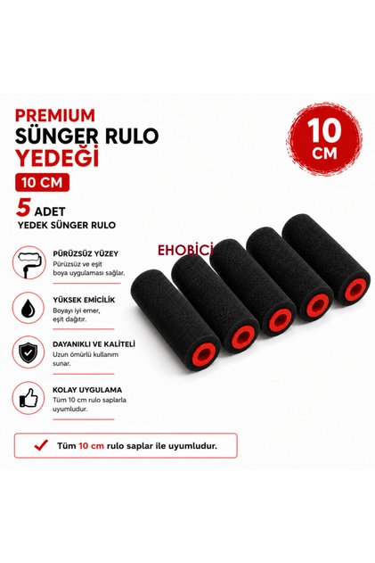 Premium Sünger Rulo Yedeği 10CM 5'li Yedek Sünger