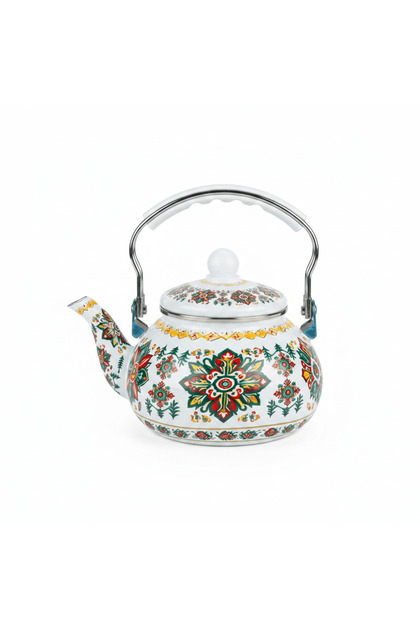 Enamel Kettle With Floral Mandala Design - 2.5 Litre