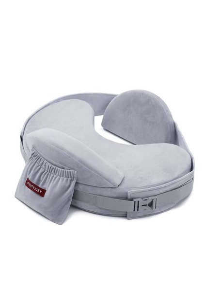 Pernă de alăptare CozyPro cu suport lombar ergonomic – Gri