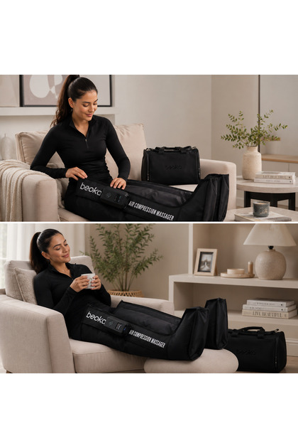Air Boots جهاز مساج الساقين بالضغط الهوائي المتسلسل - تصريف لمفاوي وتنشيط الدورة الدموية وتعافي العضلات بعد التمرين، ضغط قابل للتعديل (Gen 2)