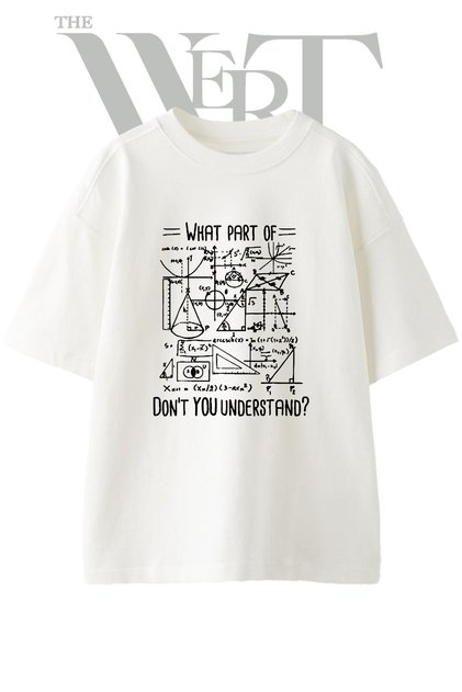 Mathematics Formulas Design Printed Unisex White Oversize T-Shirt