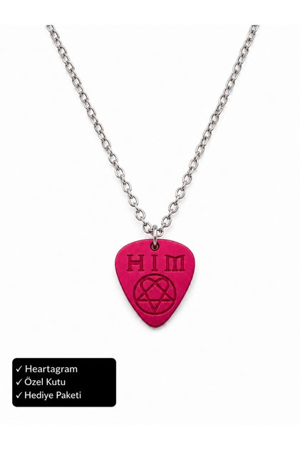 Heartagram Plektrum Kolye – HIM Logolu Gotik Rock Tarzı Hediye Kolye