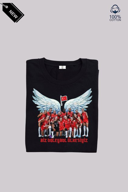 Sultans of the Nation Volleyball National Team Printed Girls' T-Shirt 100% Cotton 4-13 Years