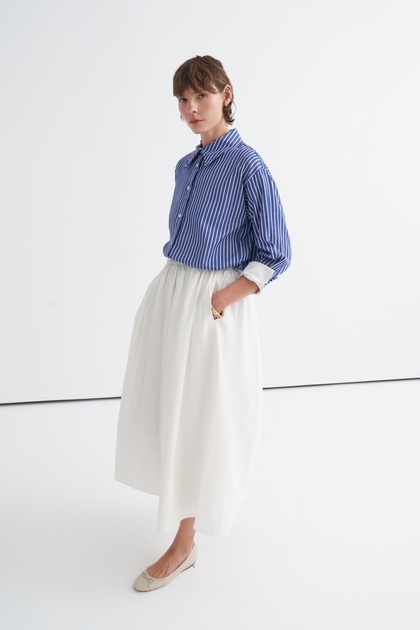 Women's Poplin Skirt with Elastic Waist Ecru
