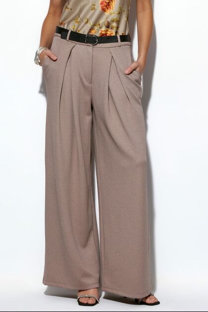 Busem High Waist Belted Wide Leg Crepe Trousers