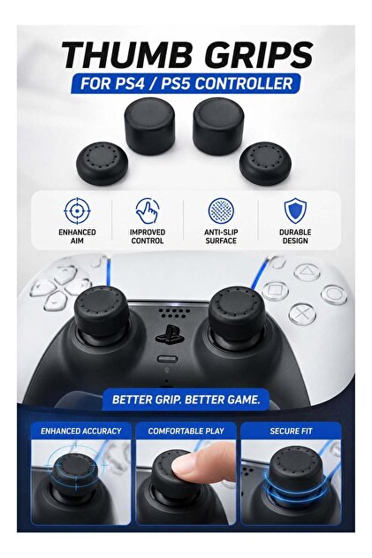 أغطية عصا التحكم لجهاز PS5 و PS4، أغطية سيليكون للعصا التناظرية، أغطية مضادة للانزلاق، أغطية واقية ناعمة لعصا التحكم لجهاز بلايستيشن 5 دوال سينس و PS4 دوال شوك 4