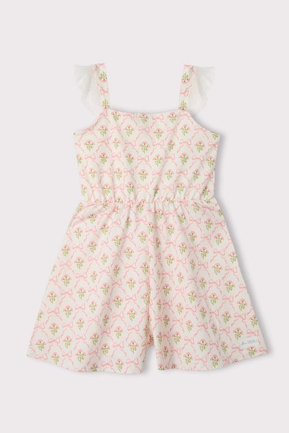 Strappy Pink Patterned 3-Piece Girls' Swimsuit Set 7004