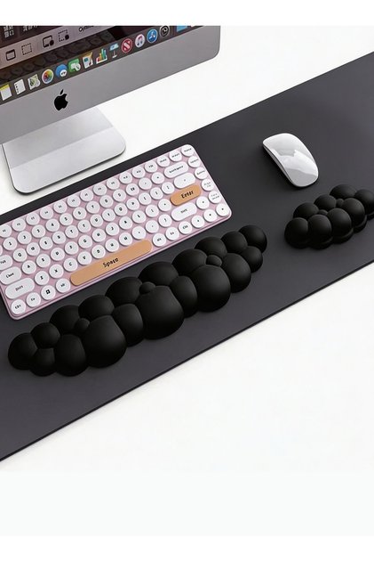 Memory Foam Keyboard Wrist Rest And Mouse Wrist Pad Set Ergonomic Cloud Shape Soft Non Slip Comfortable Palm Support For Gaming Office Typing Computer Laptop Desk Use