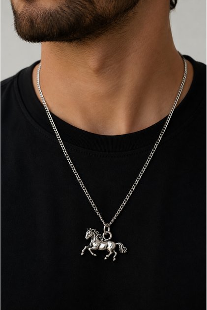 Running Horse Figured Women's Necklace with Stylish Chain, Daily Gift Accessory Necklace
