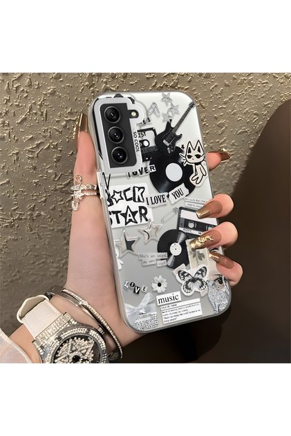 Samsung Galaxy S21 FE Uyumlu Rock Müzik Temalı Lens Koruma Telefon Kılıfı