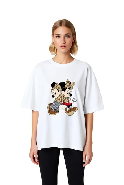 Women's Oversize T-Shirt Cartoon Characters Fashion Design Printed Relaxed Fit Casual Wear Modern