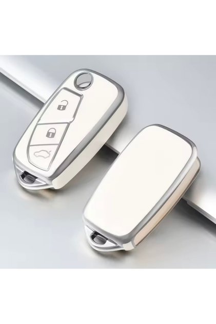 Fiat Doblo 500 Panda Stilo Ducato Fiorino Punto Bravo Albea Key Case Cover White-Silver