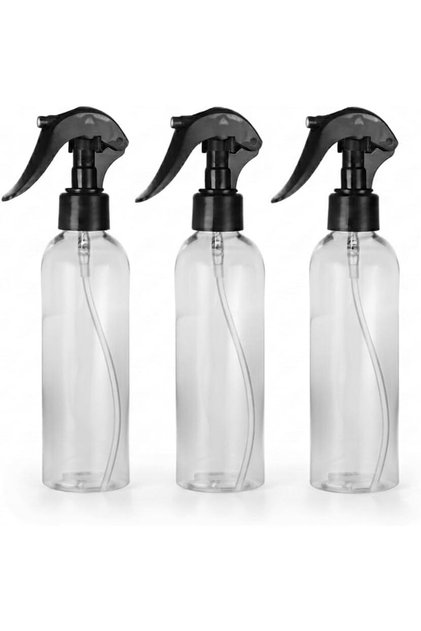 3PCS 250ml Clear Plastic Spray Bottles Set – Refillable Empty Atomizer Mist Bottles with Black Trigger Sprayers, Leakproof Portable Containers for Water, Perfume, Hair Styling, and Essential Oils