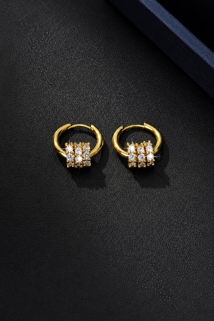 Gold Color Zircon Stone Hoop Women's Earrings
