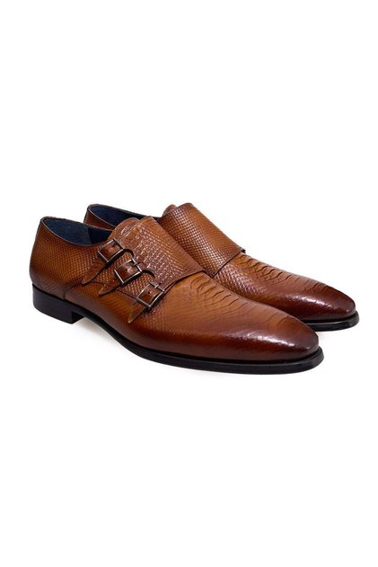 Tan Color Laceless Genuine Leather Men's Shoes