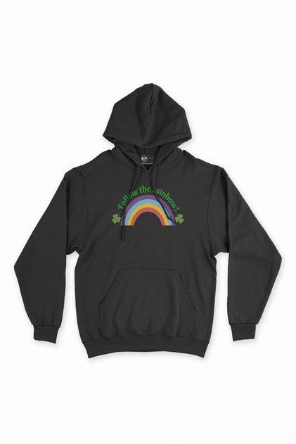 Rainbow Black Hooded Sweatshirt Hoodie