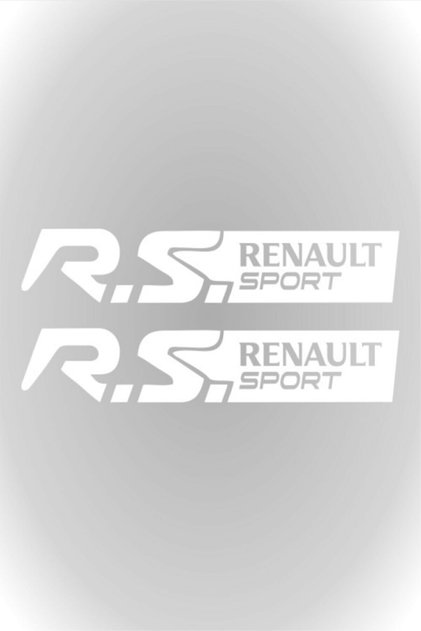 2 Pieces RS Renault Sport Sticker Car Sticker White 40 x 8 cm