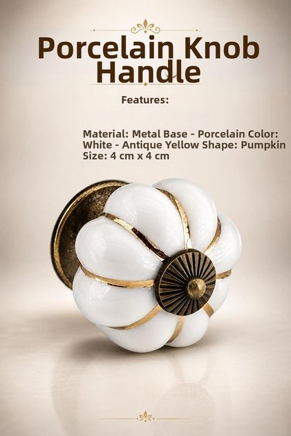 White Antique Yellow Color Porcelain Button Handle Furniture Drawer Cabinet Handle Knobs