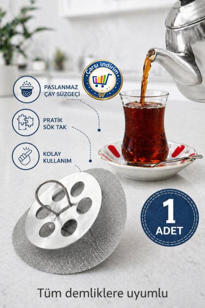 1 Adet Demlik Süzgeci Paslanmaz Çelik Söktak Çaydanlık İçi Çay Süzgeç Dayanıklı Pratik