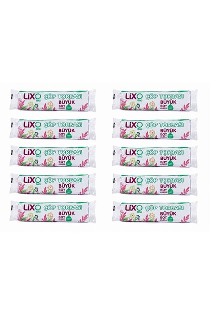 LİXO BAG ÇÖP POŞETLERİ Büyük Boy Çöp Torbası 10 Paket*10 Lu = 100 Adet Mavi