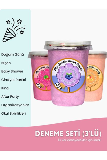 KARPUZ, YABANMERSİNİ, MANGO AROMALI 3'LÜ PAMUK ŞEKERLER