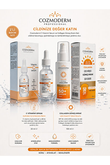 cozmoderm 3'lü Serum Seti C Vitamini Collagen Hyaluronic Asid