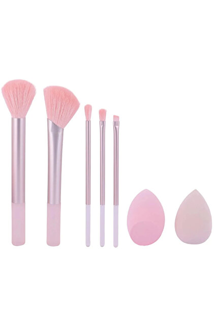 Miniso Lisanslı Bronz Renkli 7'li Makyaj Sünger ve Fırça Seti