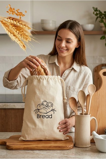 Healthy Bread Bag -40X50 Bread Pouch with Bread Print