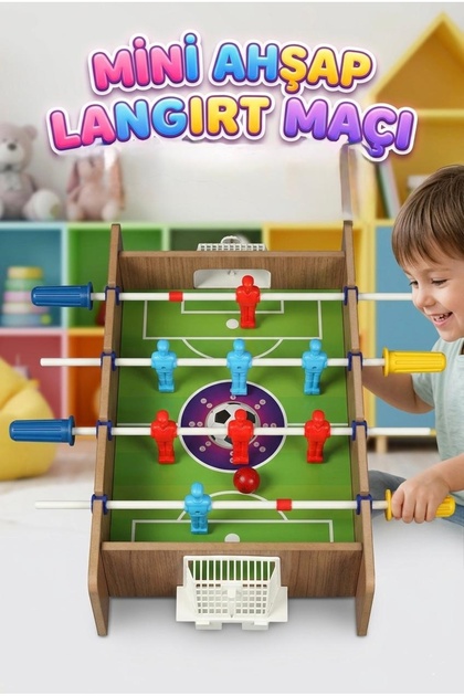 Masaüstü Ahşap Mini Futbol Maçı! Taşınabilir 2 Kişilik Pratik Küçük Eğlenceli Oyuncak Langırt