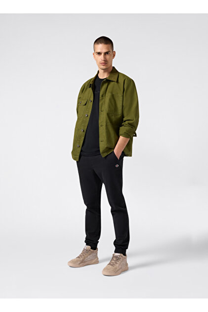 トップス Yu.t Champion 220273-KK001 SS Tee Siyah Yuvarlak Yaka Düz Erkek T-Shirt