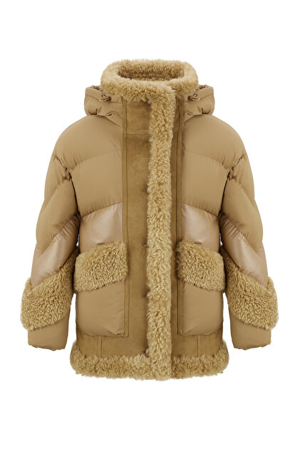 Camel Kadın Kürklü Mont BJ20031