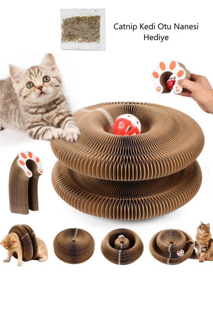 Kedi Tırmalama Akordiyon Oyuncak Toplu Kedi Oyuncağı Oyun Yatağı Dayanıklı Eğlenceli ve Konforlu
