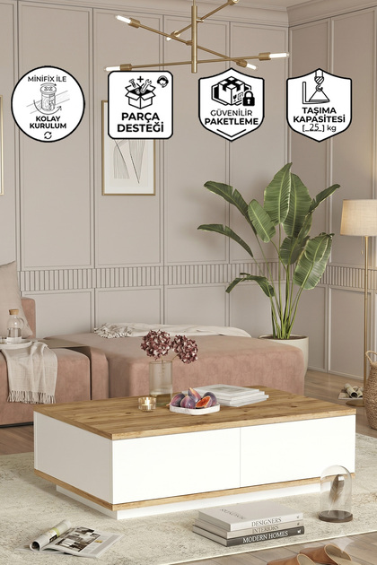 Aven Orta Sehpa 60x90cm 2 Kapaklı Çam-beyaz AVE14-AW