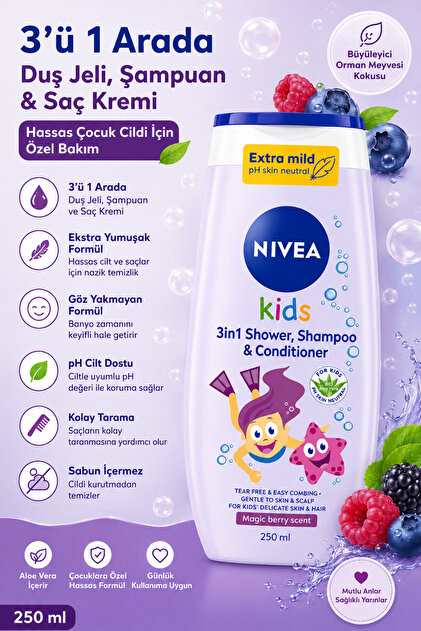 NIVEA Alman Kalitesi Çocuklar Için Göz Yakmayan Ekstra Yumuşatıcı