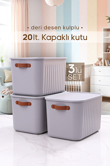 Mowo Home 3' lü mix Çok Amaçlı Dolap Içi Düzenleyici Kapaklı Kutu